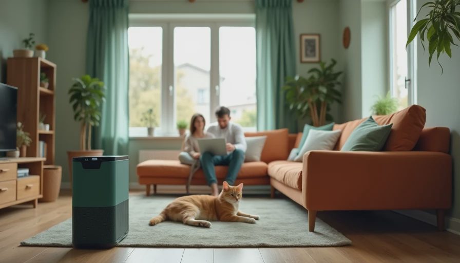 Visual context for air purifier for cat allergies